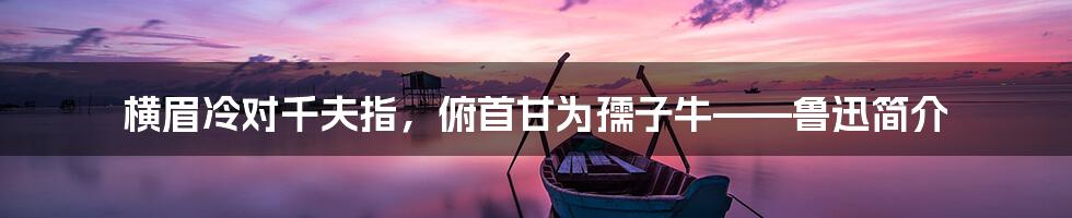 横眉冷对千夫指，俯首甘为孺子牛——鲁迅简介