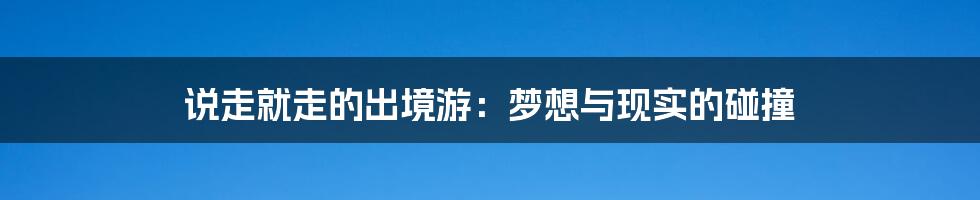 说走就走的出境游：梦想与现实的碰撞