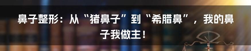 鼻子整形：从“猪鼻子”到“希腊鼻”，我的鼻子我做主！