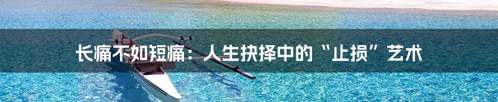 长痛不如短痛:人生抉择中的“止损”艺术