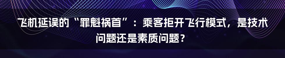 飞机延误的“罪魁祸首”：乘客拒开飞行模式，是技术问题还是素质问题？