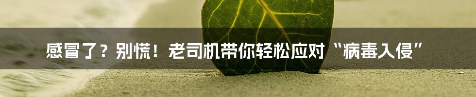 感冒了?别慌!老司机带你轻松应对“病毒入侵”