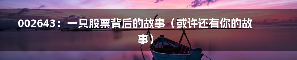 002643：一只股票背后的故事（或许还有你的故事）