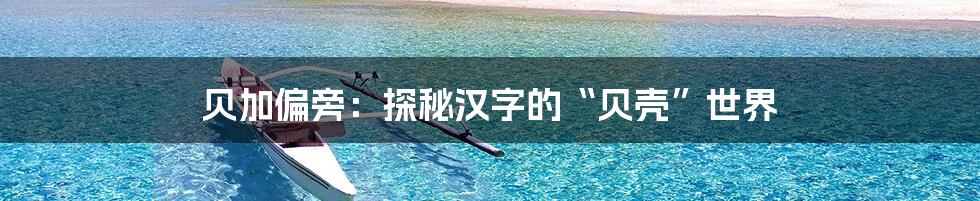 贝加偏旁：探秘汉字的“贝壳”世界