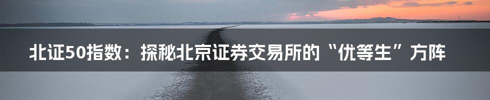 北证50指数：探秘北京证券交易所的“优等生”方阵