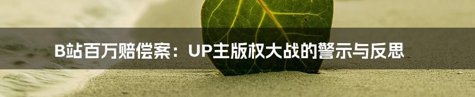 B站百万赔偿案:UP主版权大战的警示与反思