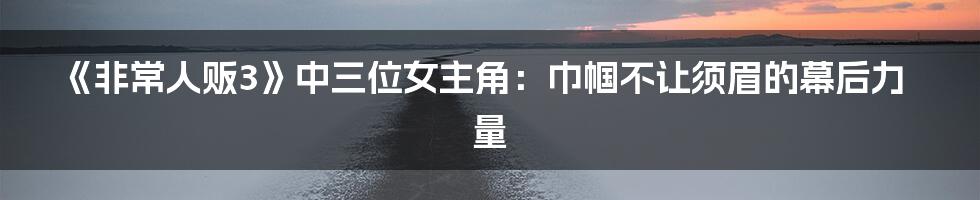 《非常人贩3》中三位女主角:巾帼不让须眉的幕后力量