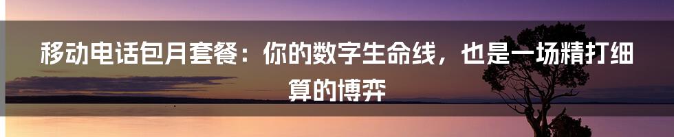 移动电话包月套餐：你的数字生命线，也是一场精打细算的博弈