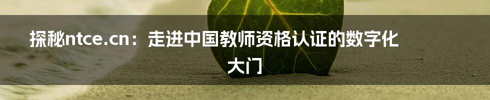 探秘ntce.cn：走进中国教师资格认证的数字化大门