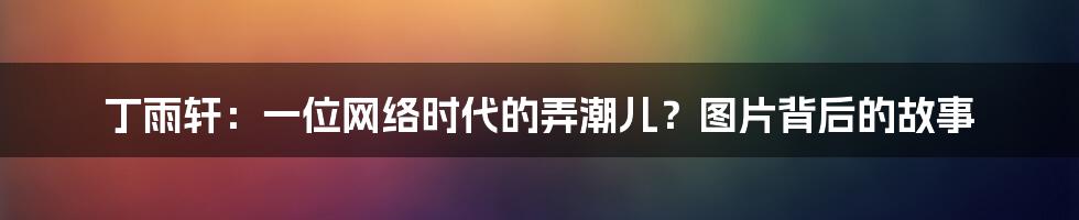 丁雨轩:一位网络时代的弄潮儿?图片背后的故事