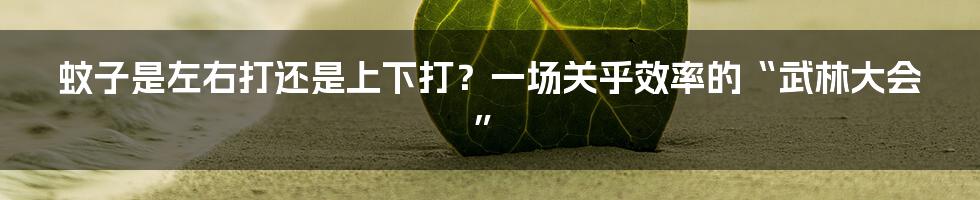 蚊子是左右打还是上下打？一场关乎效率的“武林大会”