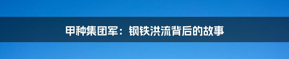甲种集团军：钢铁洪流背后的故事