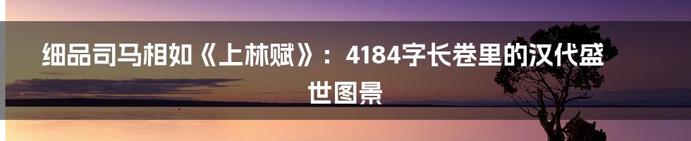 细品司马相如《上林赋》:4184字长卷里的汉代盛世图景