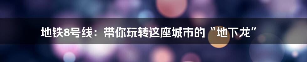 地铁8号线:带你玩转这座城市的“地下龙”