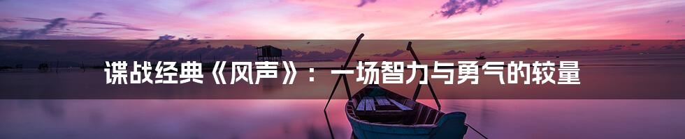 谍战经典《风声》：一场智力与勇气的较量