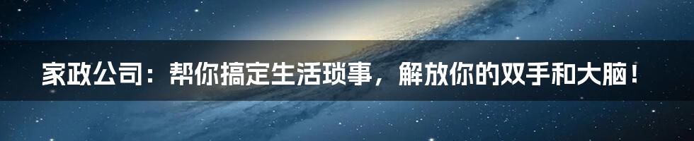 家政公司：帮你搞定生活琐事，解放你的双手和大脑！