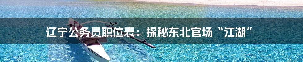 辽宁公务员职位表:探秘东北官场“江湖”