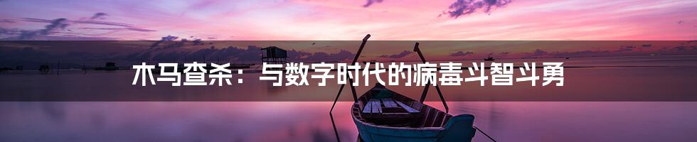 木马查杀：与数字时代的病毒斗智斗勇