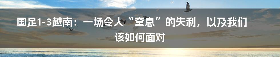 国足1-3越南:一场令人“窒息”的失利,以及我们该如何面对