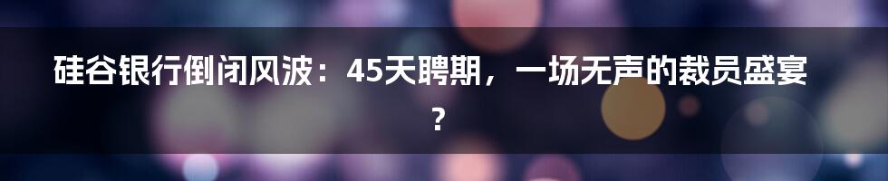 硅谷银行倒闭风波:45天聘期,一场无声的裁员盛宴?