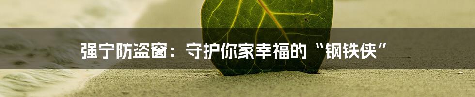 强宁防盗窗：守护你家幸福的“钢铁侠”