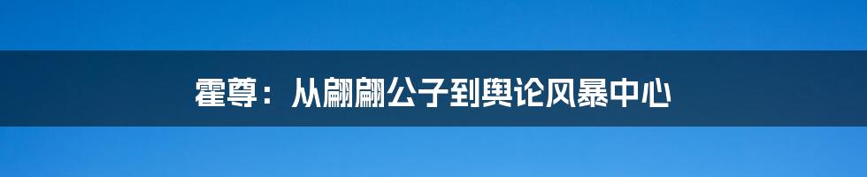 霍尊：从翩翩公子到舆论风暴中心