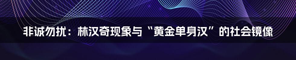 非诚勿扰：林汉奇现象与“黄金单身汉”的社会镜像