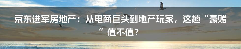 京东进军房地产:从电商巨头到地产玩家,这趟“豪赌”值不值?