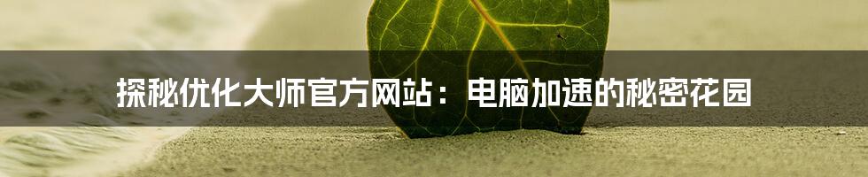 探秘优化大师官方网站:电脑加速的秘密花园
