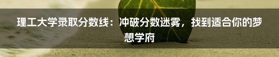 理工大学录取分数线：冲破分数迷雾，找到适合你的梦想学府