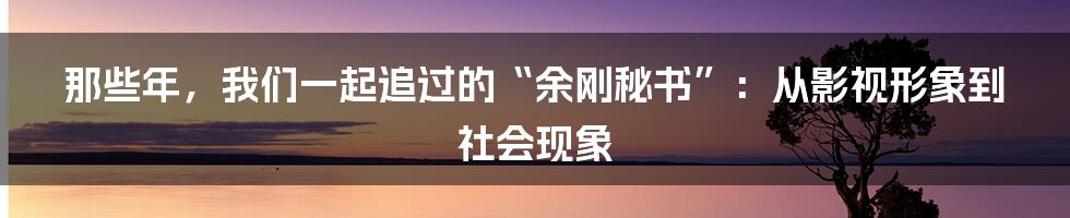那些年，我们一起追过的“余刚秘书”：从影视形象到社会现象