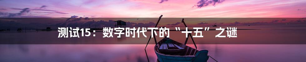 测试15：数字时代下的“十五”之谜
