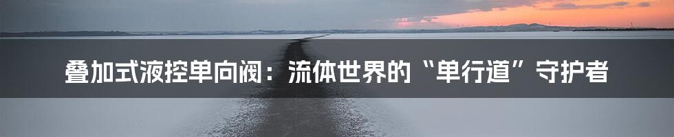 叠加式液控单向阀:流体世界的“单行道”守护者