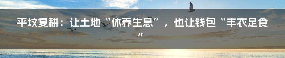 平坟复耕：让土地“休养生息”，也让钱包“丰衣足食”