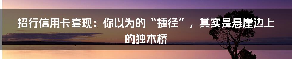 招行信用卡套现:你以为的“捷径”,其实是悬崖边上的独木桥
