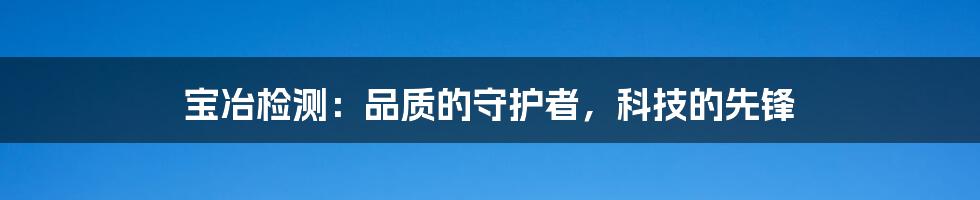 宝冶检测：品质的守护者，科技的先锋