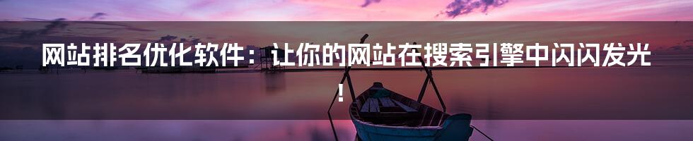 网站排名优化软件:让你的网站在搜索引擎中闪闪发光!