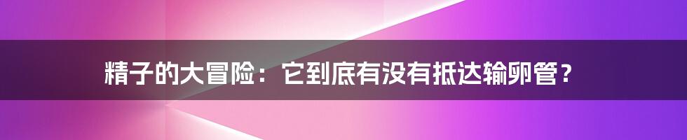 精子的大冒险:它到底有没有抵达输卵管?