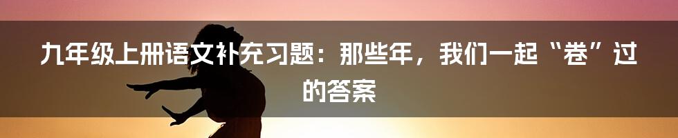 九年级上册语文补充习题:那些年,我们一起“卷”过的答案