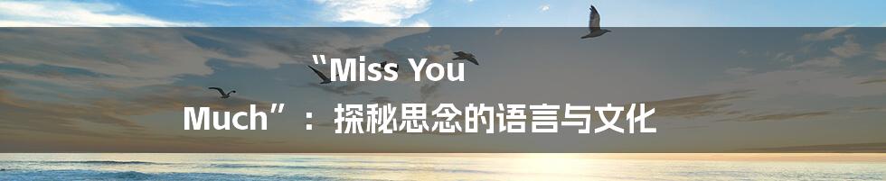 “Miss You Much”：探秘思念的语言与文化