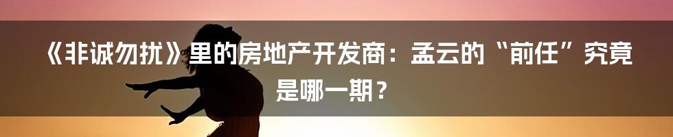 《非诚勿扰》里的房地产开发商：孟云的“前任”究竟是哪一期？