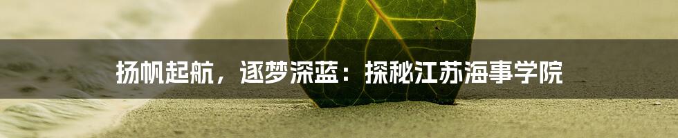 扬帆起航,逐梦深蓝:探秘江苏海事学院