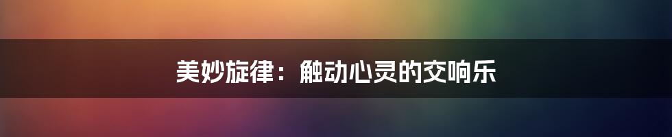 美妙旋律：触动心灵的交响乐