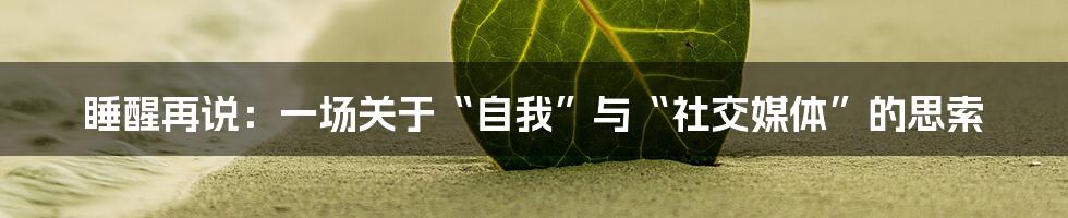 睡醒再说：一场关于“自我”与“社交媒体”的思索
