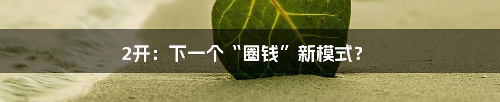 2开:下一个“圈钱”新模式?