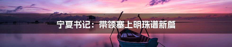 宁夏书记：带领塞上明珠谱新篇
