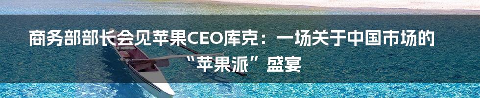 商务部部长会见苹果CEO库克:一场关于中国市场的“苹果派”盛宴