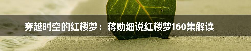 穿越时空的红楼梦：蒋勋细说红楼梦160集解读