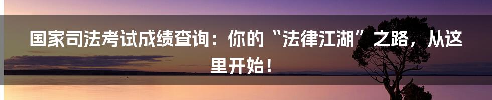 国家司法考试成绩查询:你的“法律江湖”之路,从这里开始!