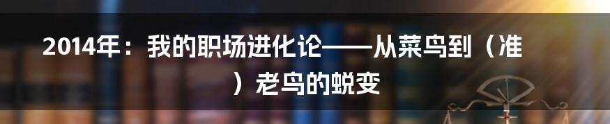 2014年:我的职场进化论——从菜鸟到(准)老鸟的蜕变